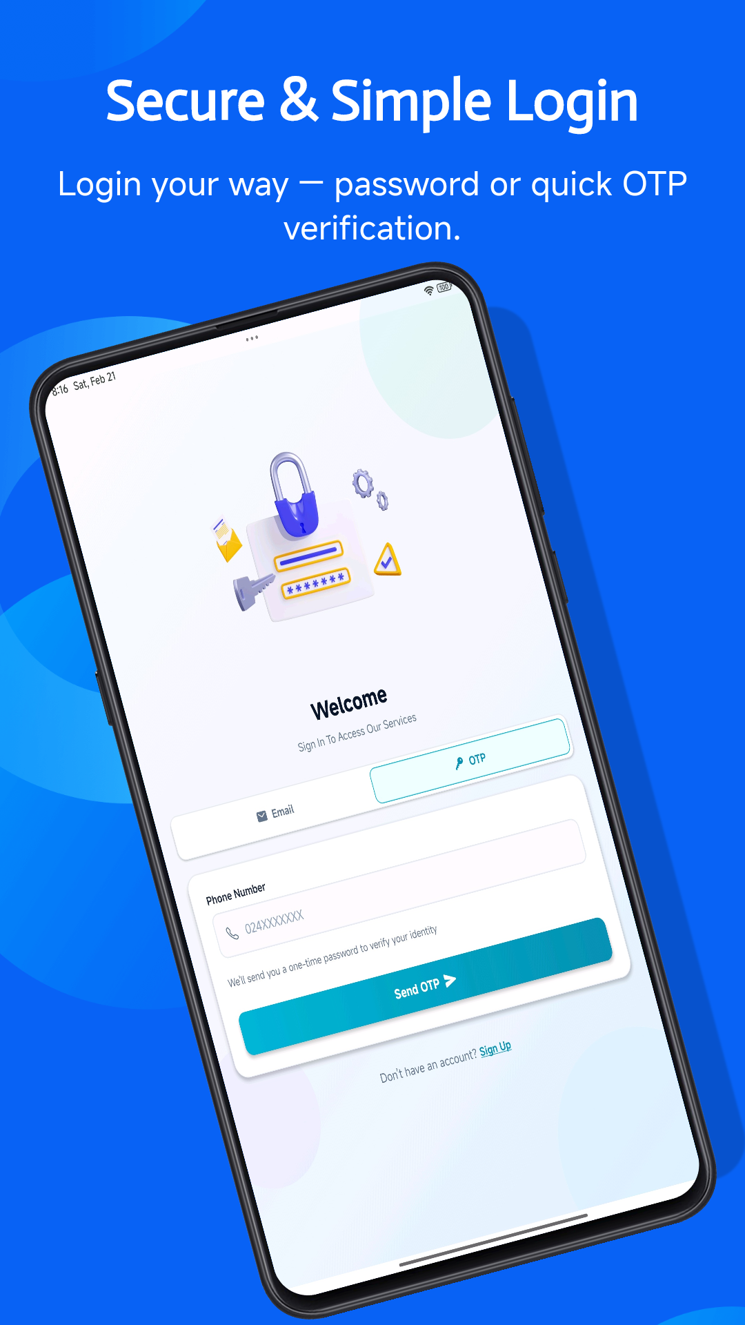 Secure login & register on techlink ghana app
